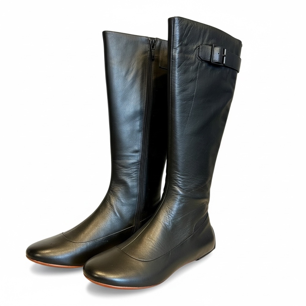 Tsubo Meroe Black Leather Knee-High Flat Boots